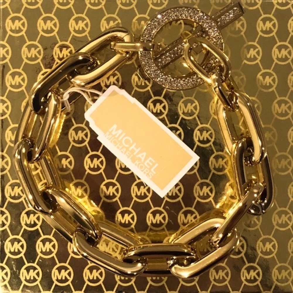 MICHEAL KORS CHAIN GLITZ’ GOLD BRACELET MUST HAVE - Picture 4 of 6